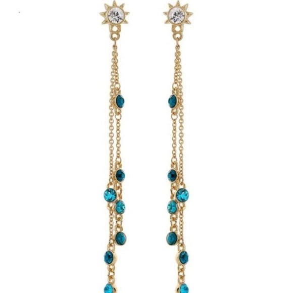 925 Silver Long Multi Chain Dangling Stars In The Sky Earrings - Picture 3 of 5